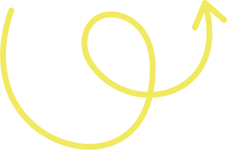 Ein Icon aus gelben Linien. Es zeigt einen Pfeil, der in einem dynamischen Schwung aufwärts zeigt.