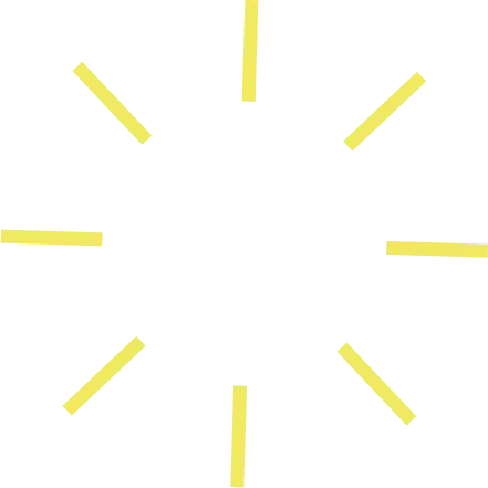 Ein Icon aus gelben Linien. 8 Linien die von der Mitte nach außen führen.